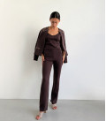 Pants with a decorative line are the strength of generations chocolate