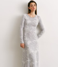 Dress with a floral print midi / maxi Gray + Milk