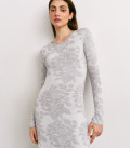 Dress with a floral print midi / maxi Gray + Milk