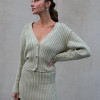 Cardigan mini with a V-shaped neckline olive
