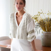 Cardigan striped Kaylee Milk + Light olive