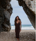 Sundress made of openwork fabric Bazhana chocolate