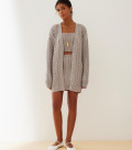 Long cardigan with Faulen braid pattern gray