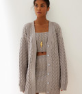 Long cardigan with Faulen braid pattern gray
