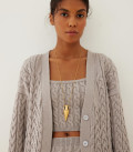Long cardigan with Faulen braid pattern gray
