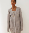 Long cardigan with Faulen braid pattern gray