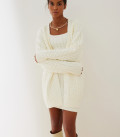 Long cardigan with Faulen braid pattern milk