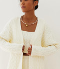 Long cardigan with Faulen braid pattern milk