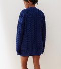 Long cardigan with Faulen braid pattern blue