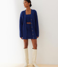Long cardigan with Faulen braid pattern blue