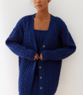 Long cardigan with Faulen braid pattern blue