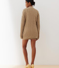 Long cardigan with Faulen braid pattern beige