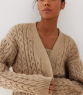 Long cardigan with Faulen braid pattern beige
