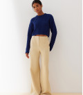 Cropped jumper with Folen braid pattern blue