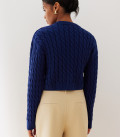 Cropped jumper with Folen braid pattern blue
