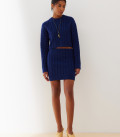 Cropped jumper with Folen braid pattern blue