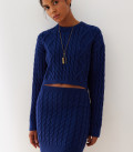 Cropped jumper with Folen braid pattern blue