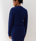 Cropped jumper with Folen braid pattern blue