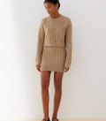 Cropped jumper with Folen braid pattern beige