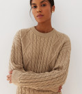 Cropped jumper with Folen braid pattern beige