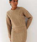 Cropped jumper with Folen braid pattern beige