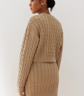 Cropped jumper with Folen braid pattern beige