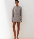Cropped jumper with Folen braid pattern gray