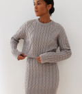 Cropped jumper with Folen braid pattern gray