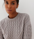 Cropped jumper with Folen braid pattern gray