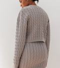 Cropped jumper with Folen braid pattern gray