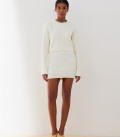 Cropped jumper with Folen braid pattern milk