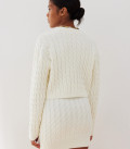 Cropped jumper with Folen braid pattern milk