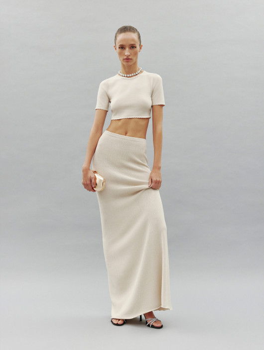 Aurora top and skirt set pearl