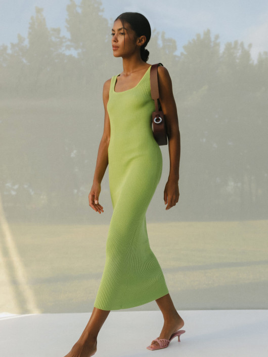 Silhouette midi dress Linda lime green