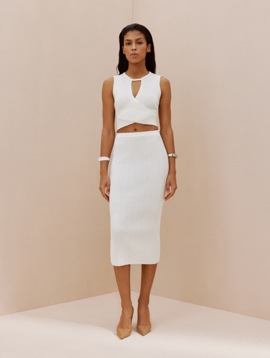 Set of midi skirt and top with ties Hannah milk