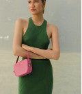 Mini dress with bare shoulders Mojito green