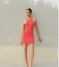 Mini dress with bare shoulders Mojito coral