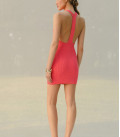Mini dress with bare shoulders Mojito coral