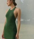 Mini dress with bare shoulders Mojito green