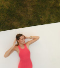 Mini dress with bare shoulders Mojito coral