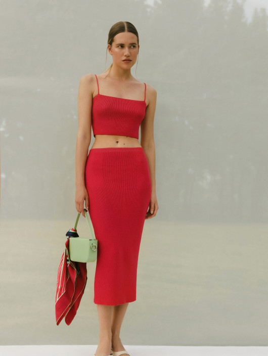 Silhouette cut midi skirt Leymon red