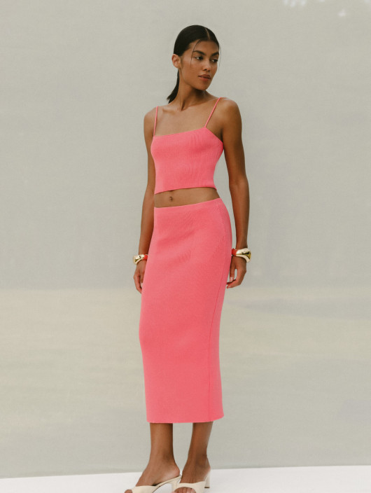 Silhouette cut midi skirt Leymon coral