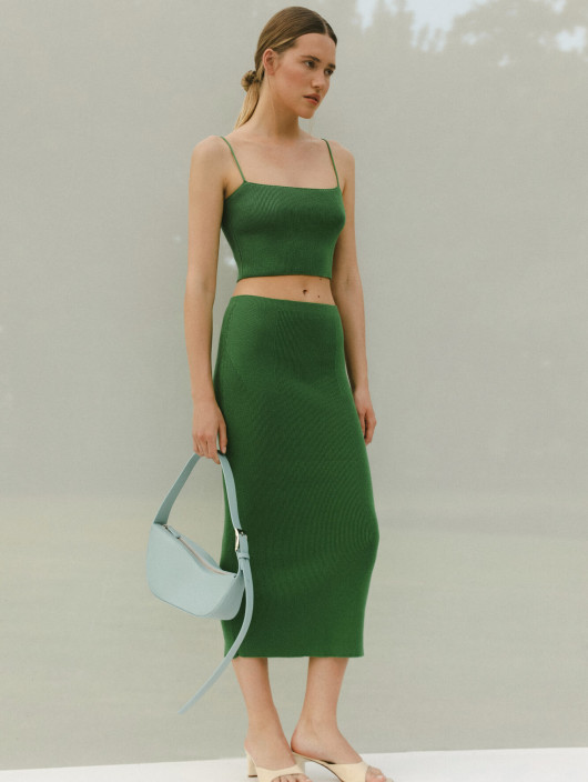 Silhouette cut midi skirt Leymon green