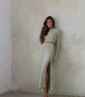 Top crop top long sleeve light olive