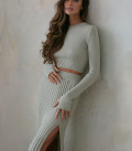 Top crop top long sleeve light olive