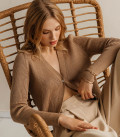 Mini cardigan in elastic caramel