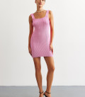Ribbed mini dress hot pink